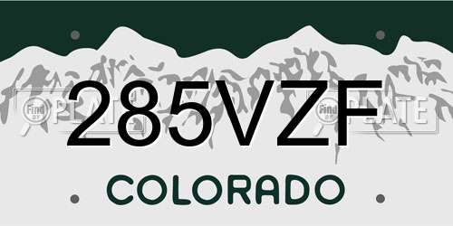 285VZF Colorado License Plate
