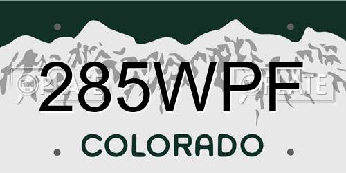 285WPF Colorado License Plate