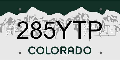 285YTP Colorado License Plate