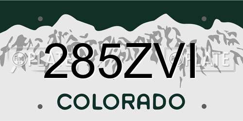 285ZVI Colorado License Plate