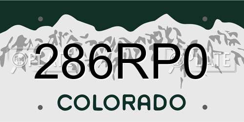 286RP0 Colorado License Plate