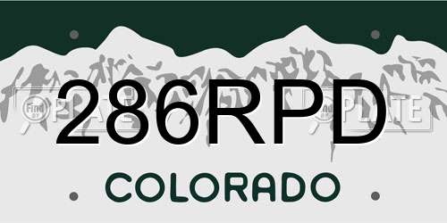 286RPD Colorado License Plate