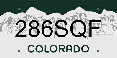 286SQF Colorado License Plate