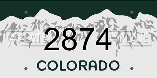 2874 Colorado License Plate