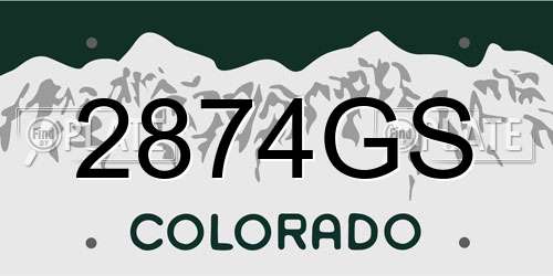 2874GS Colorado License Plate