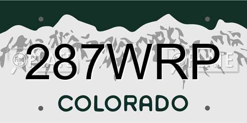 287WRP Colorado License Plate