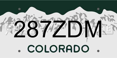 287ZDM Colorado License Plate