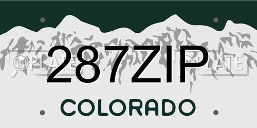 287ZIP Colorado License Plate