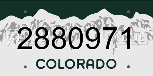 2880971 Colorado License Plate
