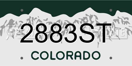 2883ST Colorado License Plate