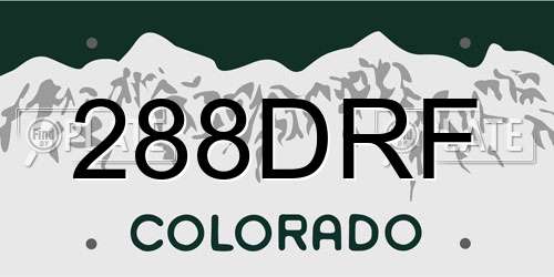 288DRF Colorado License Plate
