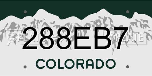 288EB7 Colorado License Plate