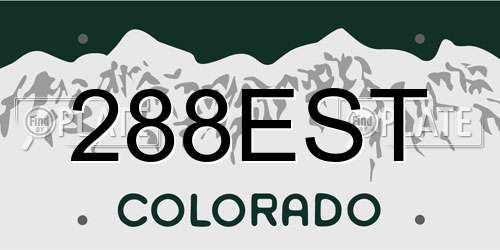 288EST Colorado License Plate