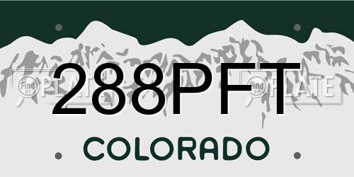 288PFT Colorado License Plate