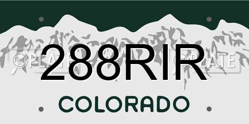 288RIR Colorado License Plate