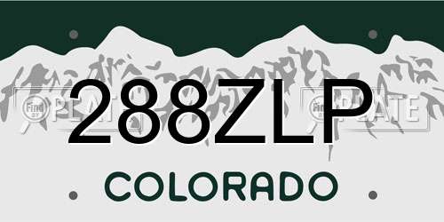 288ZLP Colorado License Plate