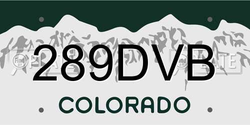 289DVB Colorado License Plate