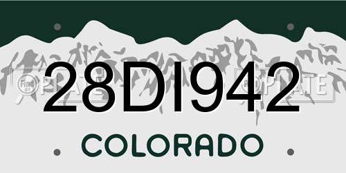 28DI942 Colorado License Plate