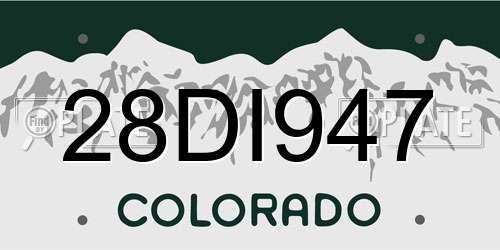 28DI947 Colorado License Plate