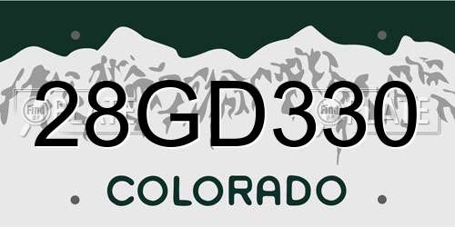 28GD330 Colorado License Plate