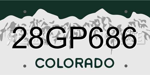 28GP686 Colorado License Plate