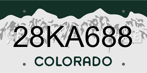 28KA688 Colorado License Plate