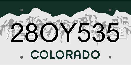 28OY535 Colorado License Plate