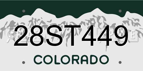 28ST449 Colorado License Plate