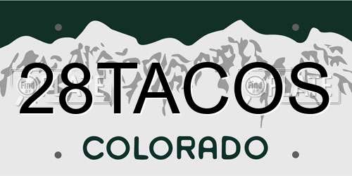 28TACOS Colorado License Plate