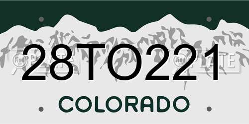 28TO221 Colorado License Plate