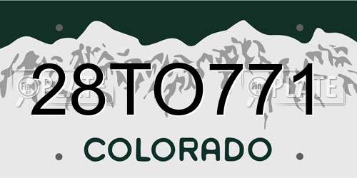 28TO771 Colorado License Plate