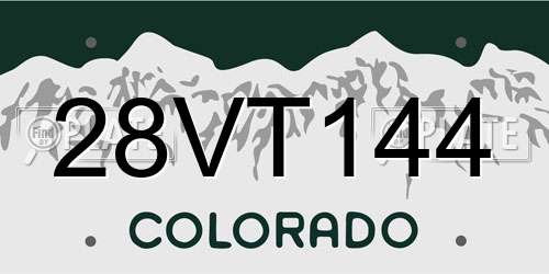 28VT144 Colorado License Plate