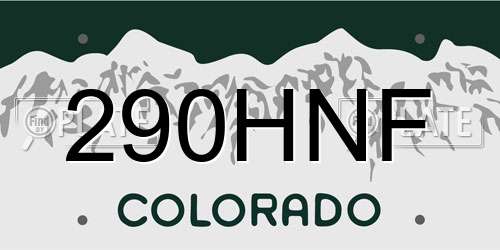 290HNF Colorado License Plate