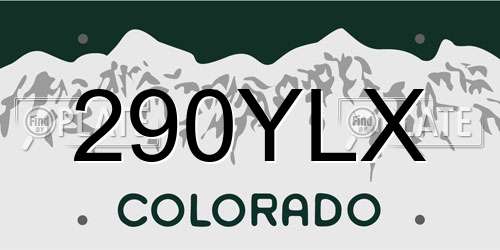 290YLX Colorado License Plate