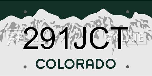 291JCT Colorado License Plate