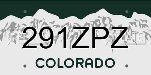 291ZPZ Colorado License Plate