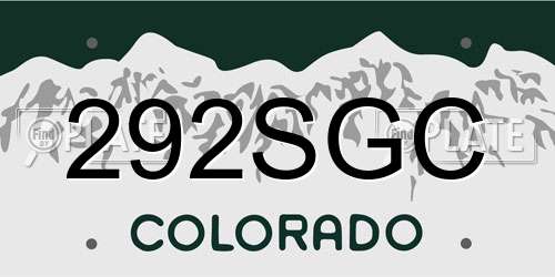 292SGC Colorado License Plate