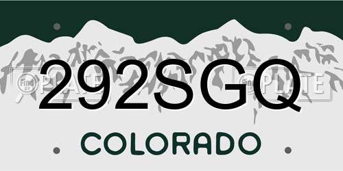 292SGQ Colorado License Plate