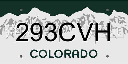 293CVH Colorado License Plate