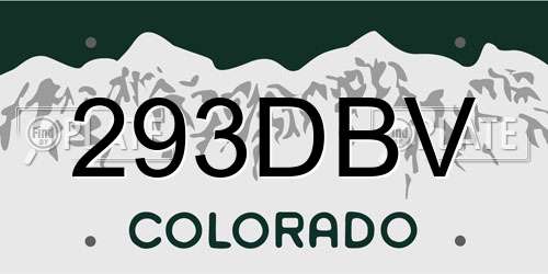 293DBV Colorado License Plate