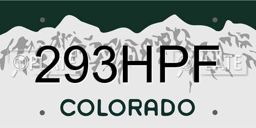 293HPF Colorado License Plate