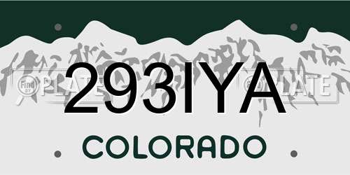 293IYA Colorado License Plate