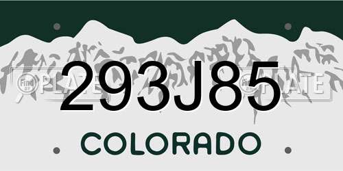 293J85 Colorado License Plate