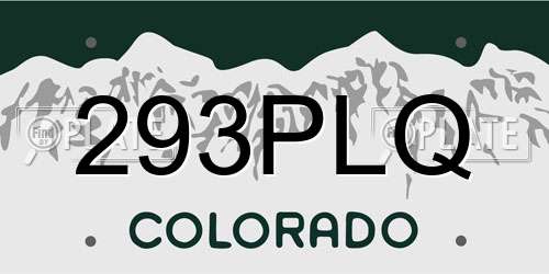293PLQ Colorado License Plate