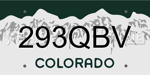 293QBV Colorado License Plate