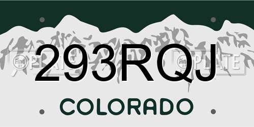 293RQJ Colorado License Plate
