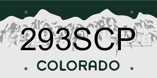 293SCP Colorado License Plate