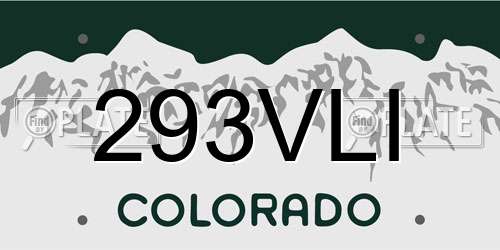 293VLI Colorado License Plate