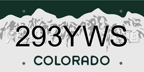 293YWS Colorado License Plate