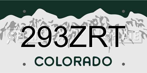 293ZRT Colorado License Plate